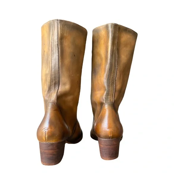 Esquivel brown distressed Leather western w/splatter Jill boots